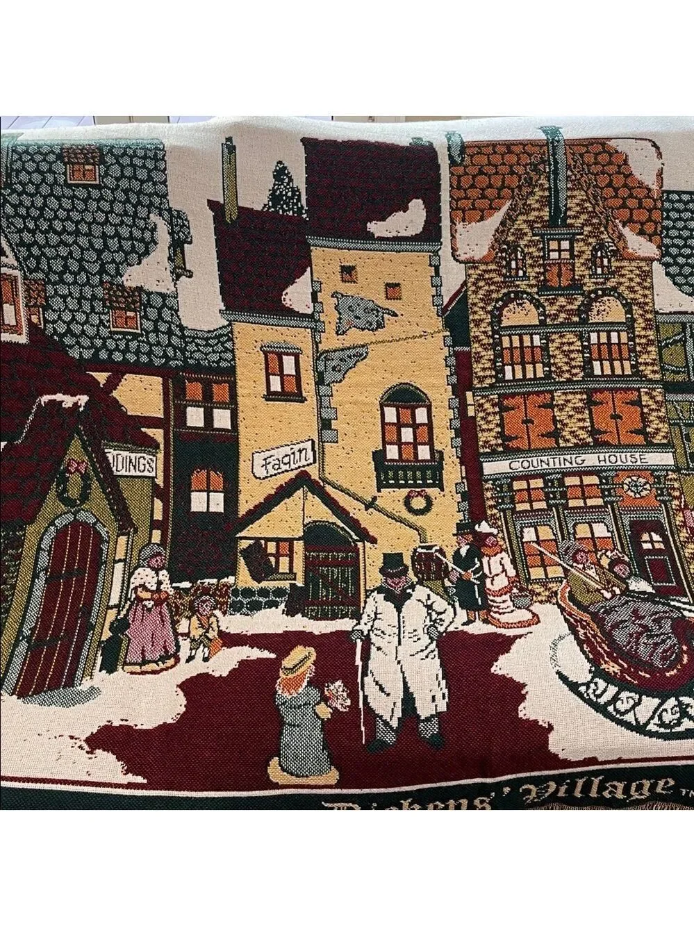 Dept 56 Dickens’ Village Blanket Throw Vintage 100% Cotton
